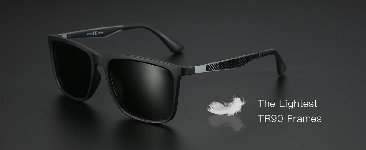 Rectangle Ultralight Carbon Fiber Frame Polarized Sunglasses