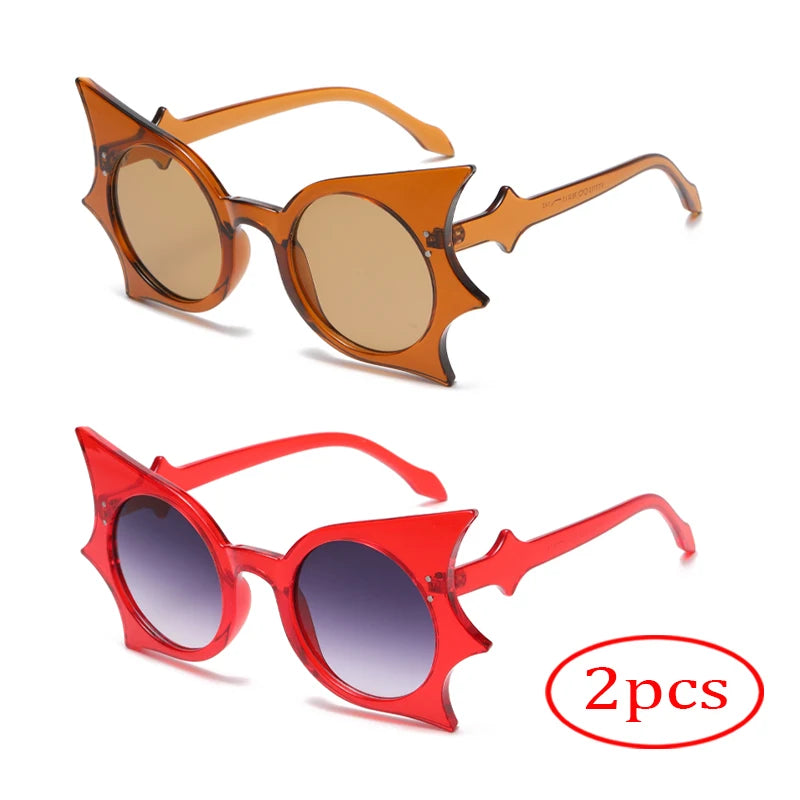 2pcs Bat Shaped Sunglasses