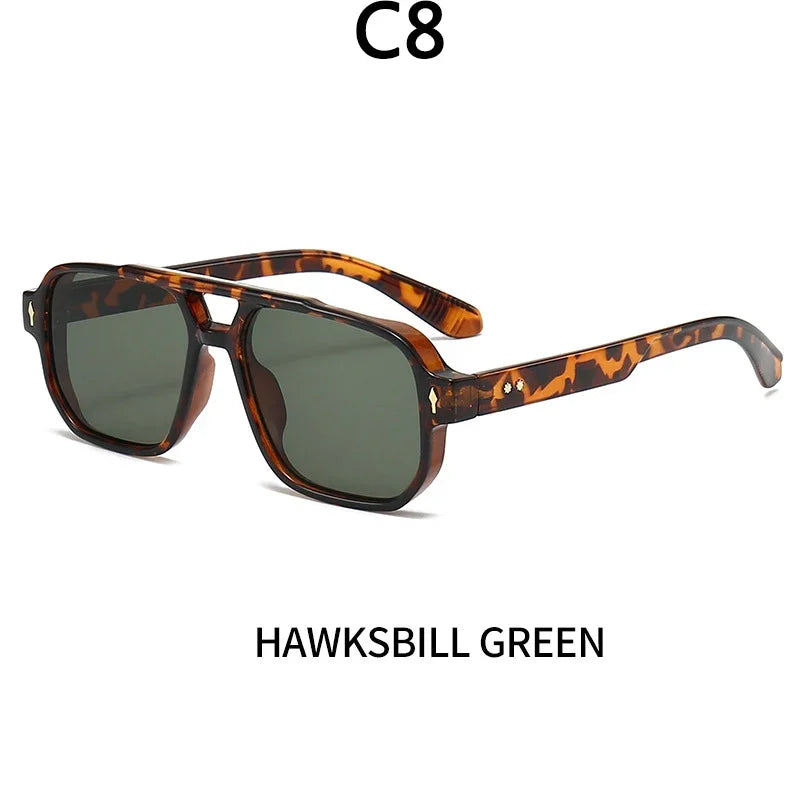 Vintage Double Bridges Men Square Sunglasses