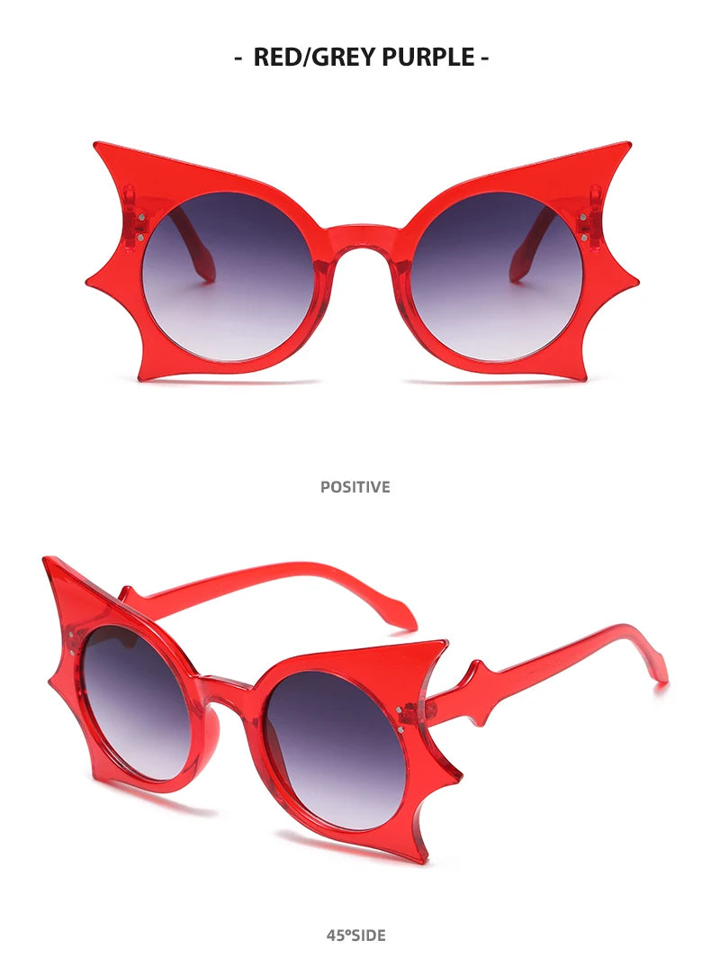 2pcs Bat Shaped Sunglasses