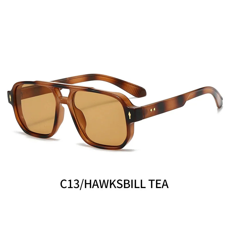 Vintage Double Bridges Men Square Sunglasses