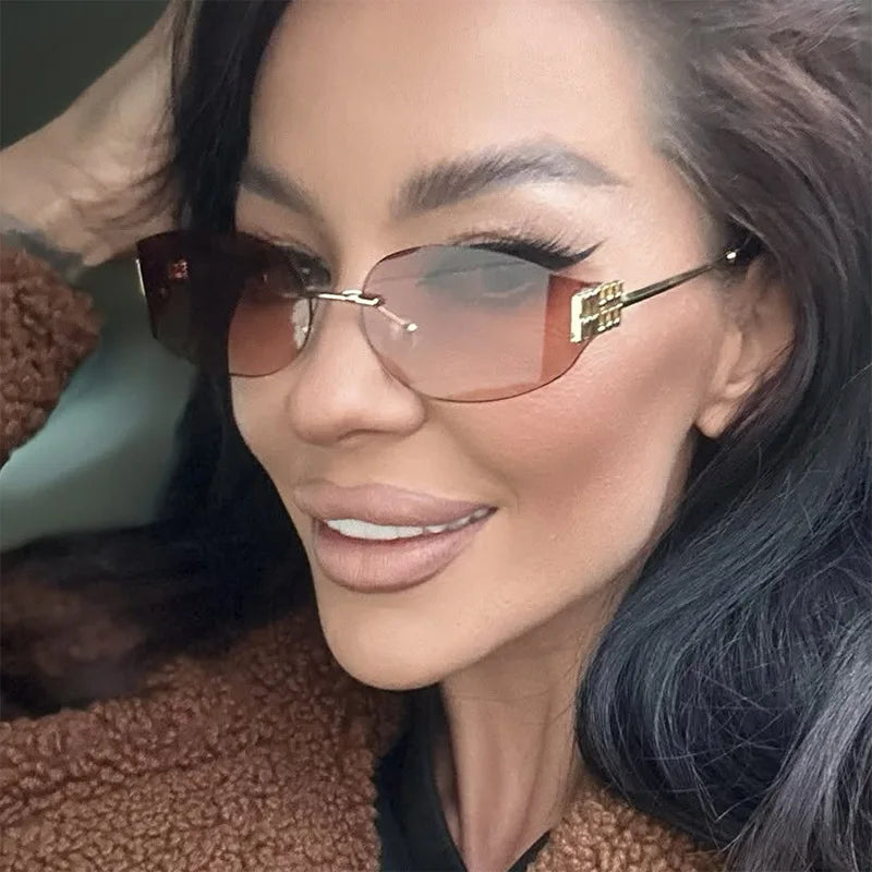 Women's Oversized Rimless Oval Sunglasses