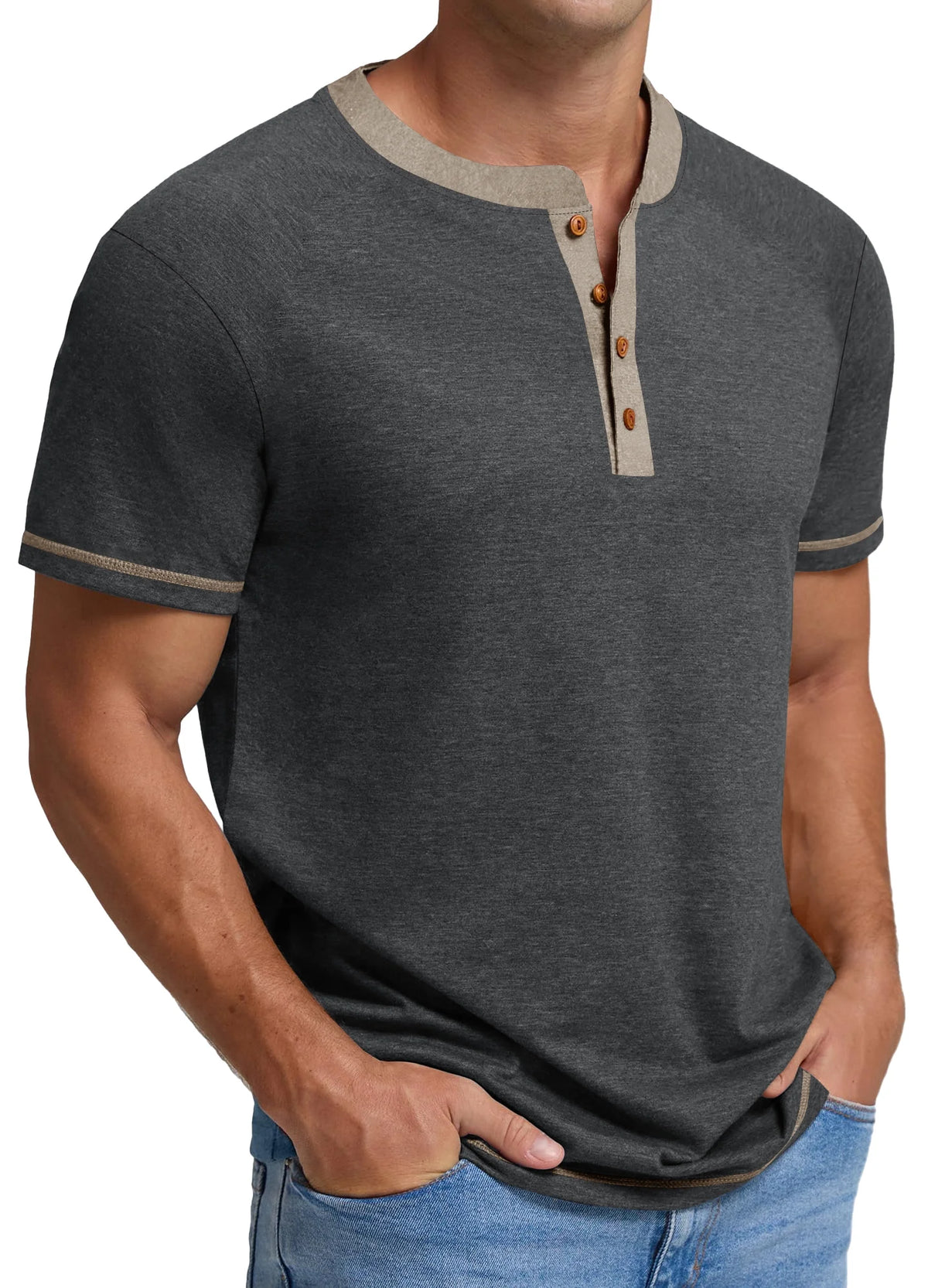 Henley Men Short Sleeve T-Shirts
