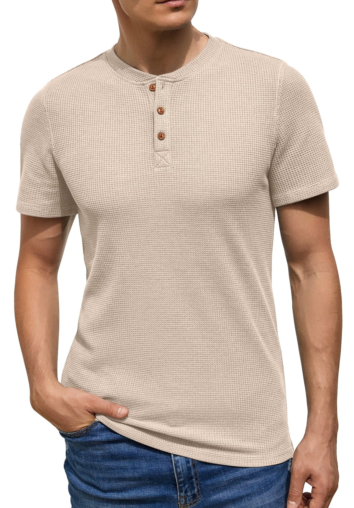 Short Sleeve Waffle Henley T-Shirt