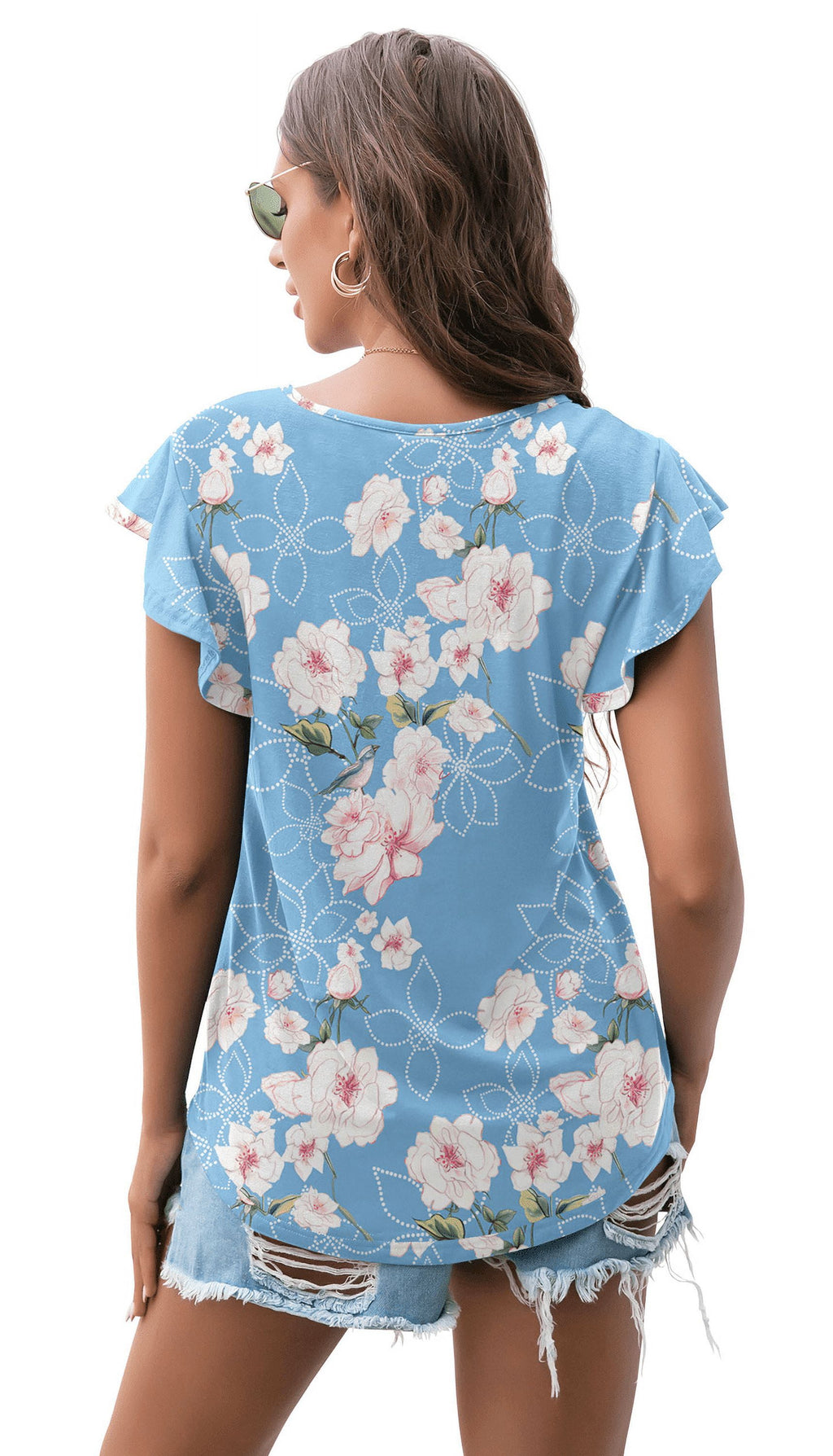 Summer Ruffle Short Sleeve Knit Tunic Tops