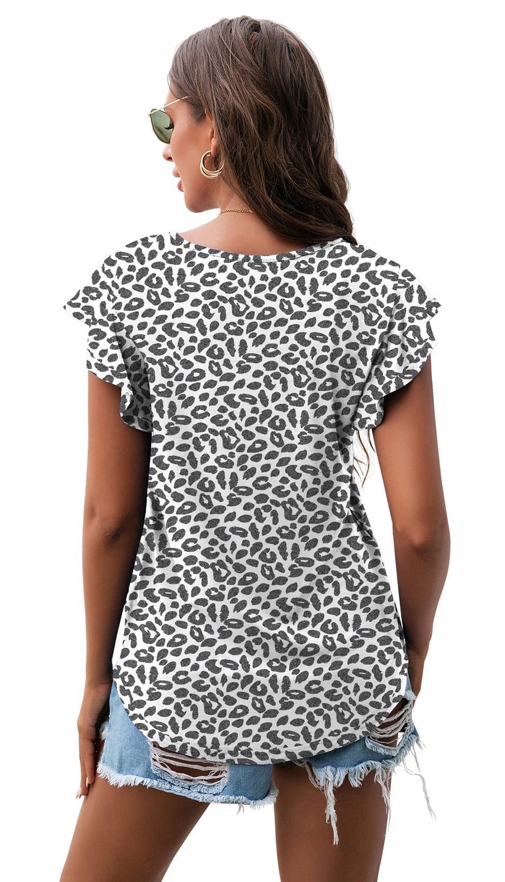Summer Ruffle Short Sleeve Knit Tunic Tops