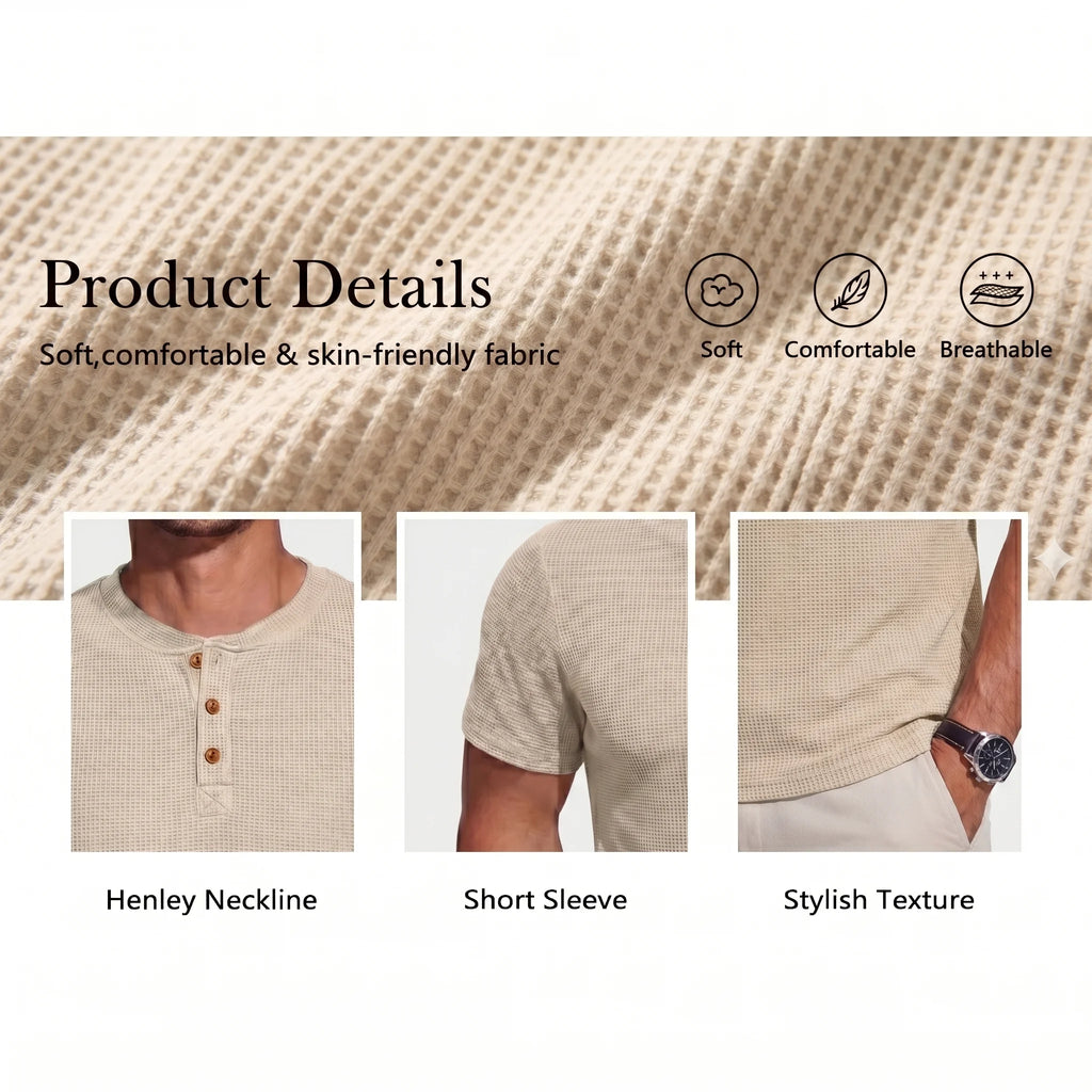 Short Sleeve Waffle Henley T-Shirt