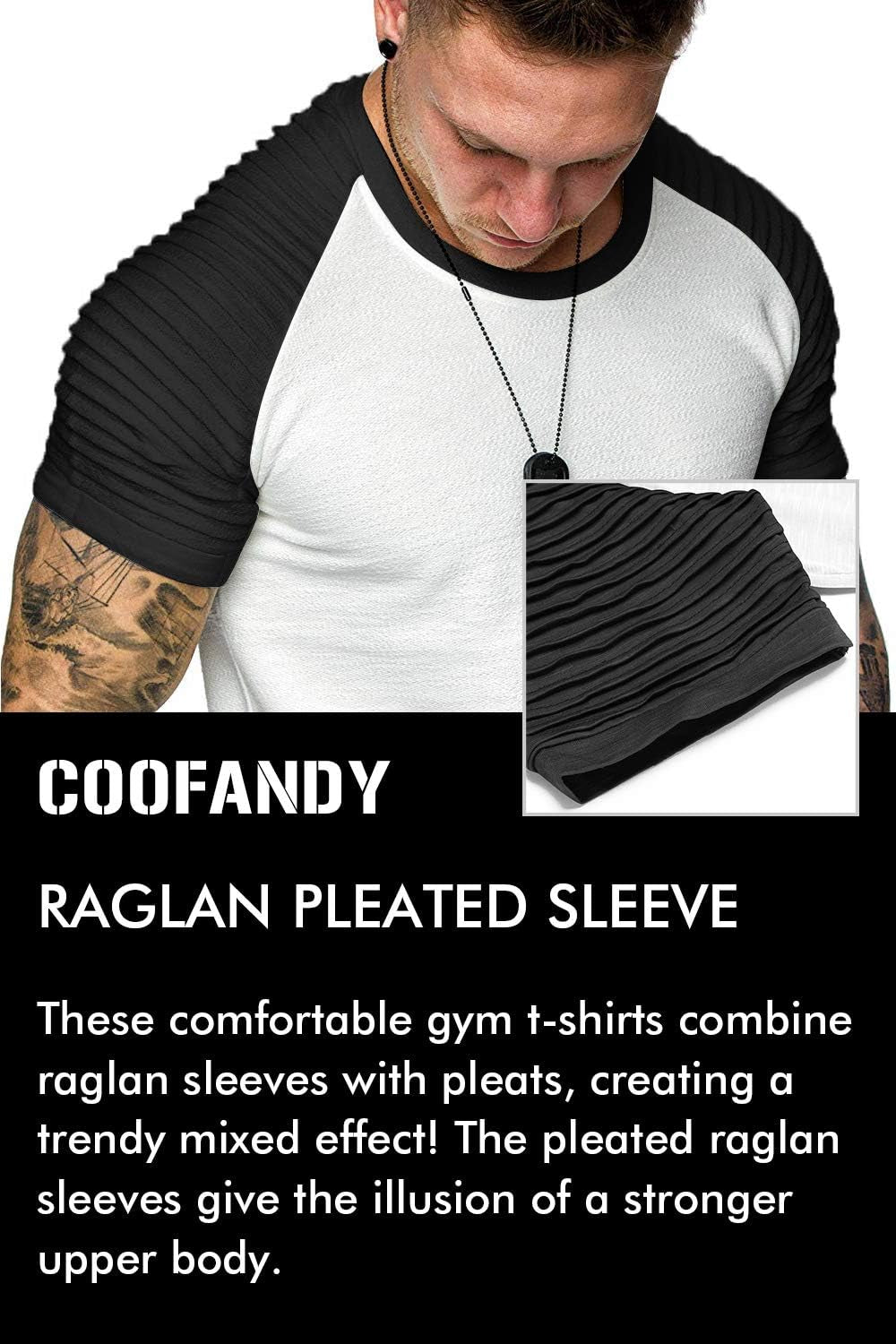 Men Pleated Raglan Sleeve T-Shirts
