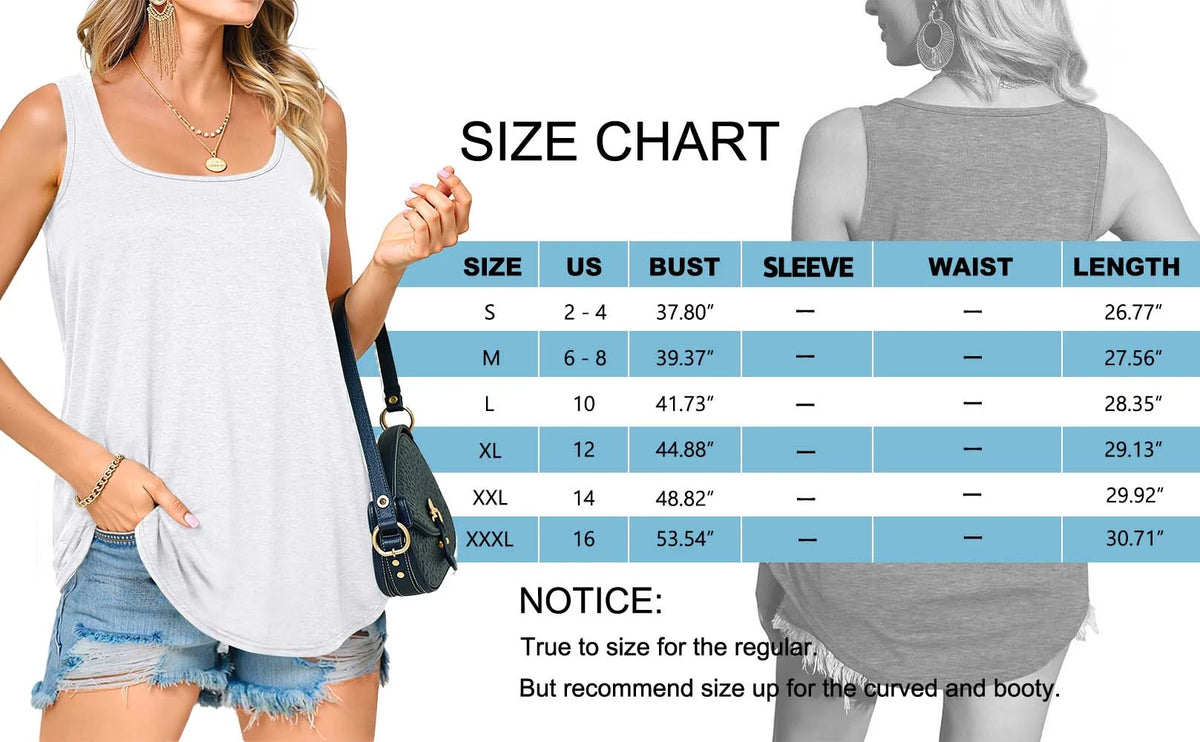 U Neck Casual Flowy Sleeveless Tank Tops