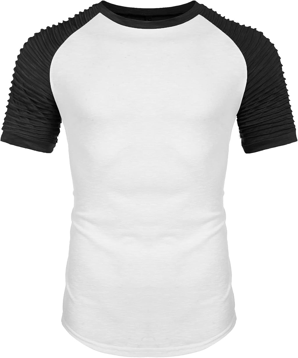 Men Pleated Raglan Sleeve T-Shirts