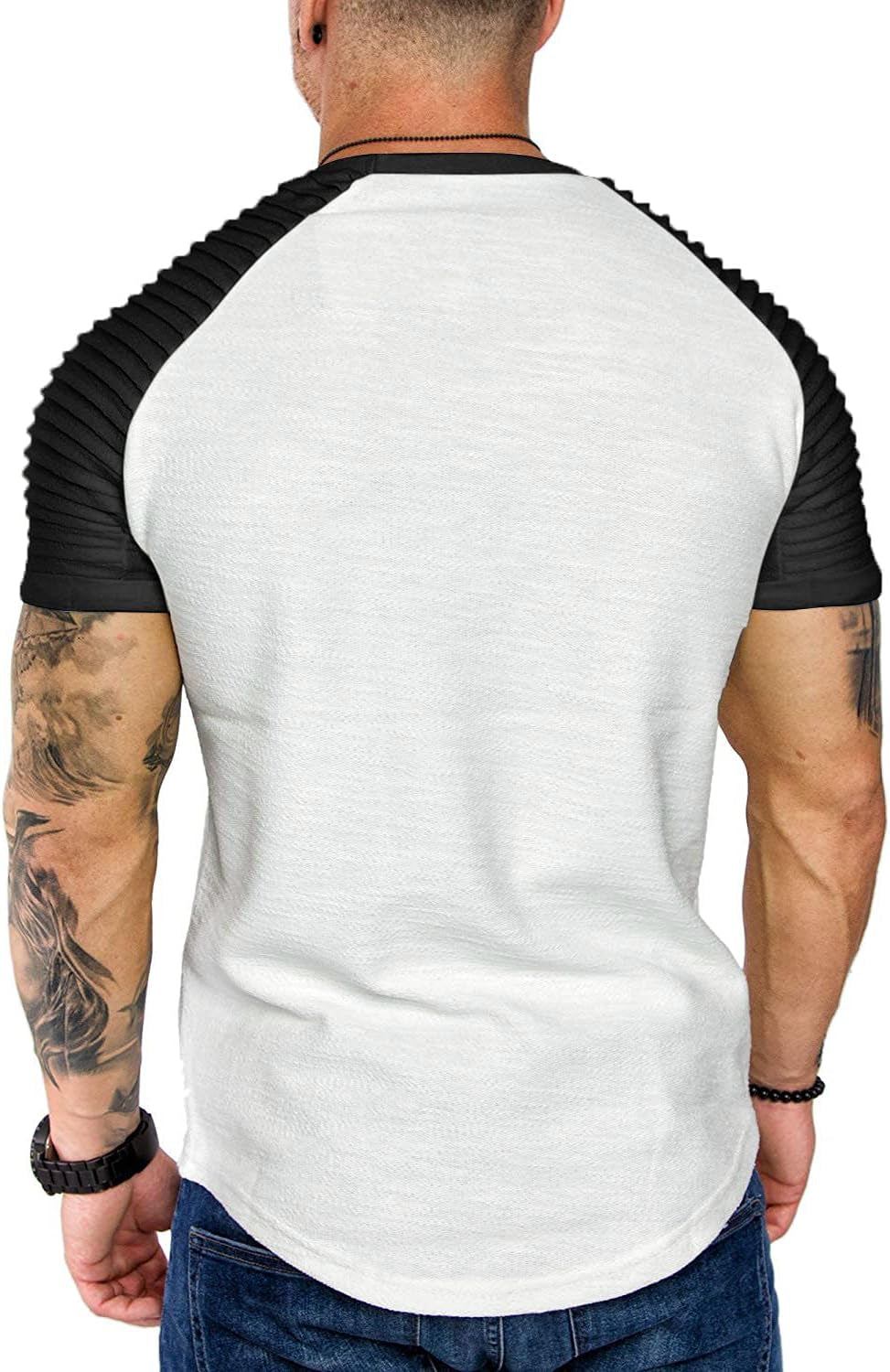Men Pleated Raglan Sleeve T-Shirts