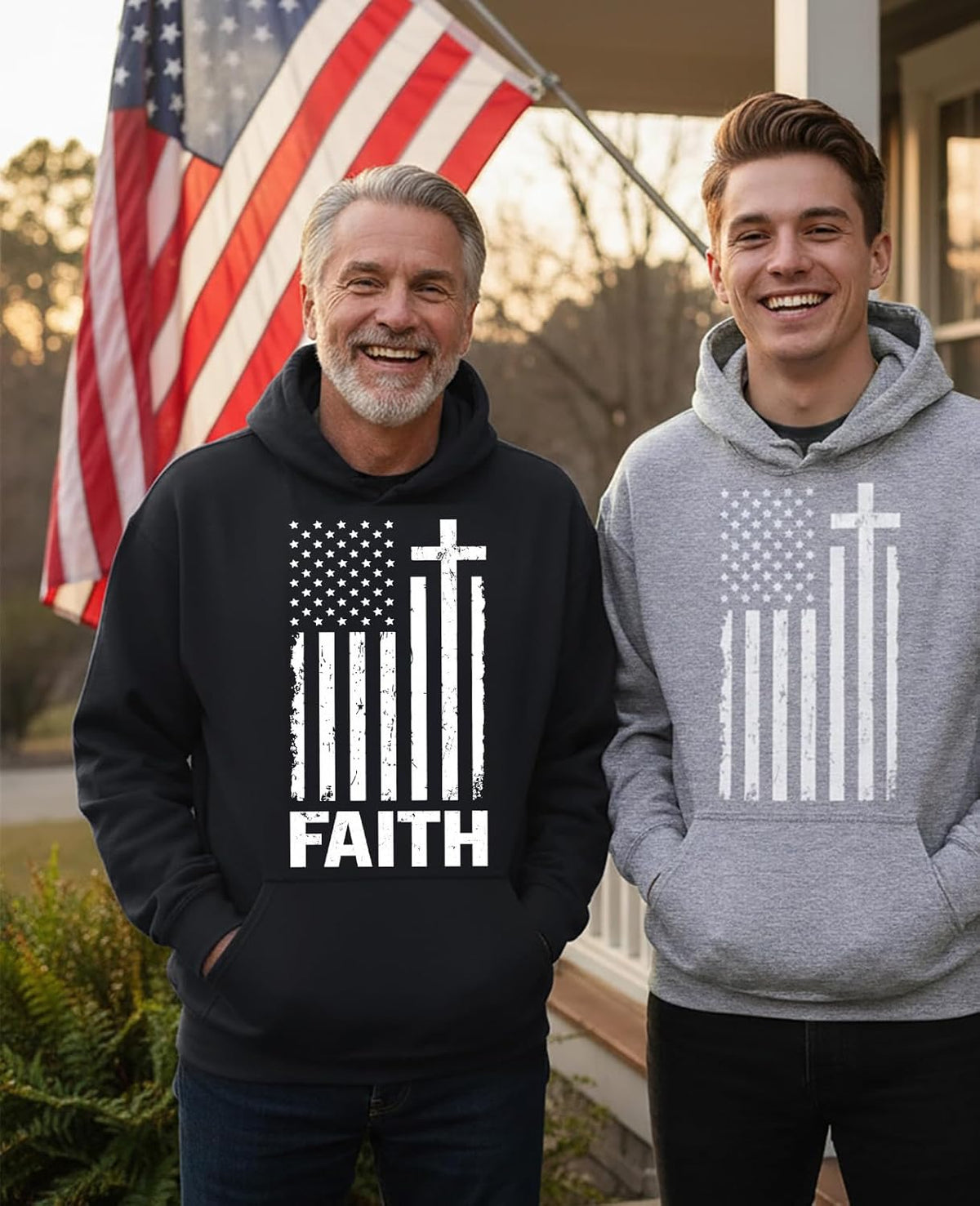 USA Flag Faith Patriotic Pullover Hoodie